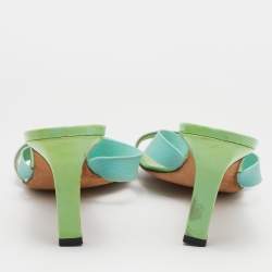 Givenchy Green/Blue Patent/Elastic Slide Sandals Size 39