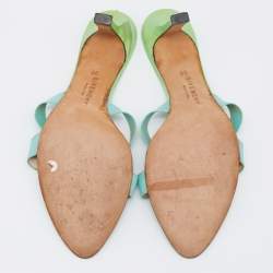 Givenchy Green/Blue Patent/Elastic Slide Sandals Size 39