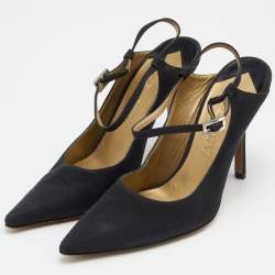 Givenchy Black Fabric Pointed Toe Slingback Pumps Size 36