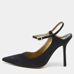 Givenchy Black Fabric Pointed Toe Slingback Pumps Size 36