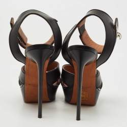 Givenchy Black Leather Shark Tooth Ankle Strap Platform Sandals Size 38