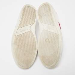 Pre Owned Givenchy White/Red Leather Urban Street Logo Slip On Sneakers Size 40