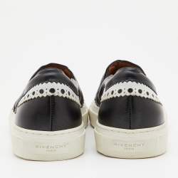 Givenchy Black/White Leather Slip On Sneakers Size 36