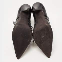 Givenchy Black Leather And Lace Pointed Toe Ankle Boots Size 40