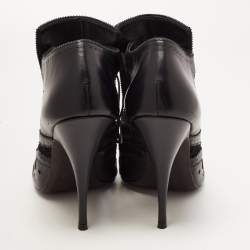 Givenchy Black Leather And Lace Pointed Toe Ankle Boots Size 40