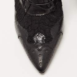 Givenchy Black Leather And Lace Pointed Toe Ankle Boots Size 40