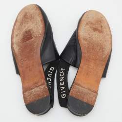 مملوكة مسبقًا Givenchy Black Leather Rivington Logo Slingback Flat Mules Size 38