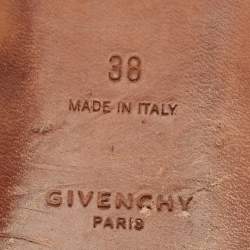 مملوكة مسبقًا Givenchy Black Leather Rivington Logo Slingback Flat Mules Size 38