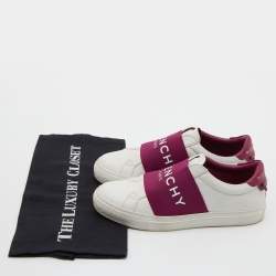 Pre Owned Givenchy White/Plum Leather Urban Street Slip On Sneakers Size 36