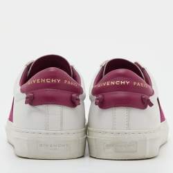 Pre Owned Givenchy White/Plum Leather Urban Street Slip On Sneakers Size 36