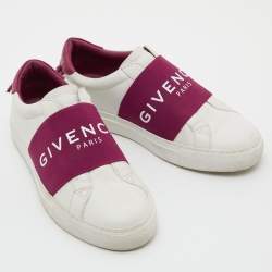 Pre Owned Givenchy White/Plum Leather Urban Street Slip On Sneakers Size 36