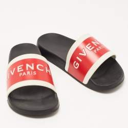 Givenchy Red/White Rubber Logo Slides Size 39