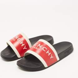 Givenchy Red/White Rubber Logo Slides Size 39