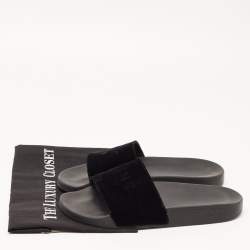 Givenchy Black Velvet Logo Slides Size 40