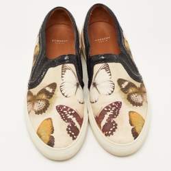 Givenchy Multicolor Butterfly Print Snakeskin Leather Slip On Sneakers Size 39.5