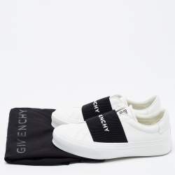 Pre Owned Givenchy White/Black Leather and Elastic Band Urban Street Sneakers Size 38