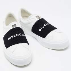 Pre Owned Givenchy White/Black Leather and Elastic Band Urban Street Sneakers Size 38