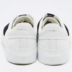 Pre Owned Givenchy White/Black Leather and Elastic Band Urban Street Sneakers Size 38