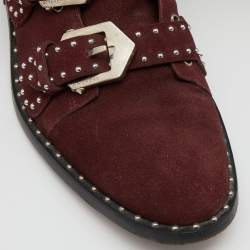 Givenchy Burgundy Suede Buckle Detail Boots Size 38.5