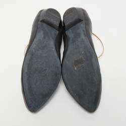 Pre Owned Givenchy Black Leather Scrunch Ankle Cuff Ballet Flats Size 40