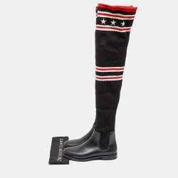 Pre Owned Givenchy Multicolor Rubber And Knit Fabric Sock Boots Size 40