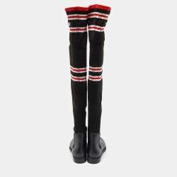 Pre Owned Givenchy Multicolor Rubber And Knit Fabric Sock Boots Size 40