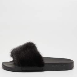 Givenchy Mink Fur Slides in Black