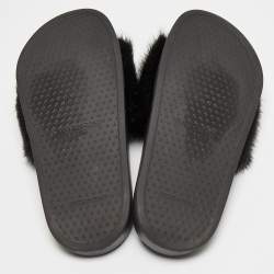 Givenchy Black Mink Fur Pool Slide Flats Size 36