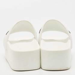 Pre Owned Givenchy White Rubber Logo Platform Slides Size 38