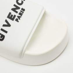 Pre Owned Givenchy White Rubber Logo Platform Slides Size 38