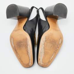 مملوكة مسبقًا Givenchy Black Leather Buckle Slingback Pumps Size 36