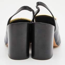 مملوكة مسبقًا Givenchy Black Leather Buckle Slingback Pumps Size 36
