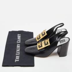 مملوكة مسبقًا Givenchy Black Leather Buckle Slingback Pumps Size 36