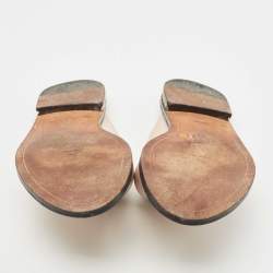 مملوكة مسبقًا Givenchy Pink Leather Chain Link Criss Cross Flat Slides Size 40.5