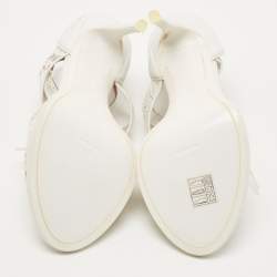 Givenchy White Lace and Leather Lace Up Ankle Strap Sandals Size 38