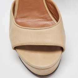 Givenchy Beige/Black Leather and Suede Shark Lock Ankle Strap Sandals Size 40