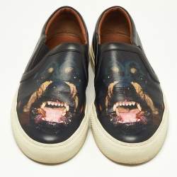 Givenchy Black Leather Rottweiler Slip On Sneakers Size 39