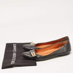 Givenchy Black Leather Shark Tooth Buckle Ballet Flats Size 39.5