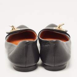 Givenchy Black Leather Shark Tooth Buckle Ballet Flats Size 39.5