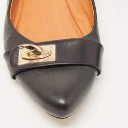 Givenchy Black Leather Shark Tooth Buckle Ballet Flats Size 39.5