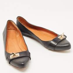 Givenchy Black Leather Shark Tooth Buckle Ballet Flats Size 39.5
