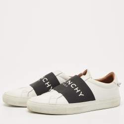 Givenchy White/Black Leather And Elastic Band Urban Street Slip On Sneakers Size 37