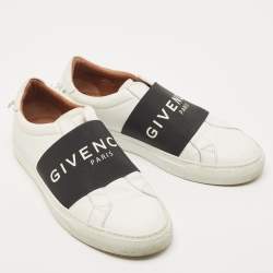 Givenchy White/Black Leather And Elastic Band Urban Street Slip On Sneakers Size 37