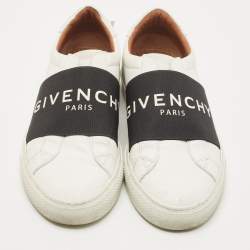 Givenchy White/Black Leather And Elastic Band Urban Street Slip On Sneakers Size 37