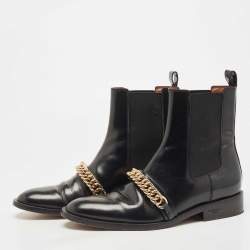 مملوكة مسبقًا Givenchy Black Leather Chain Detail Chelsea Boots Size 40