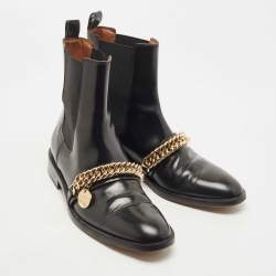 مملوكة مسبقًا Givenchy Black Leather Chain Detail Chelsea Boots Size 40
