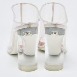 Givenchy Transparent  PVC Perspex Cylindrical Heel Peep Toe Mules  Size 39