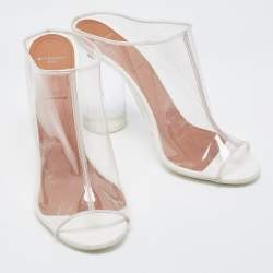 Givenchy Transparent  PVC Perspex Cylindrical Heel Peep Toe Mules  Size 39