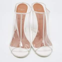 Givenchy Transparent  PVC Perspex Cylindrical Heel Peep Toe Mules  Size 39