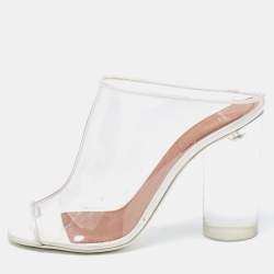 Givenchy Transparent  PVC Perspex Cylindrical Heel Peep Toe Mules  Size 39